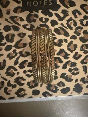 Vintage Brass Braided Cuff Bracelet - Chunky Boho Multi-Row Statement Piece